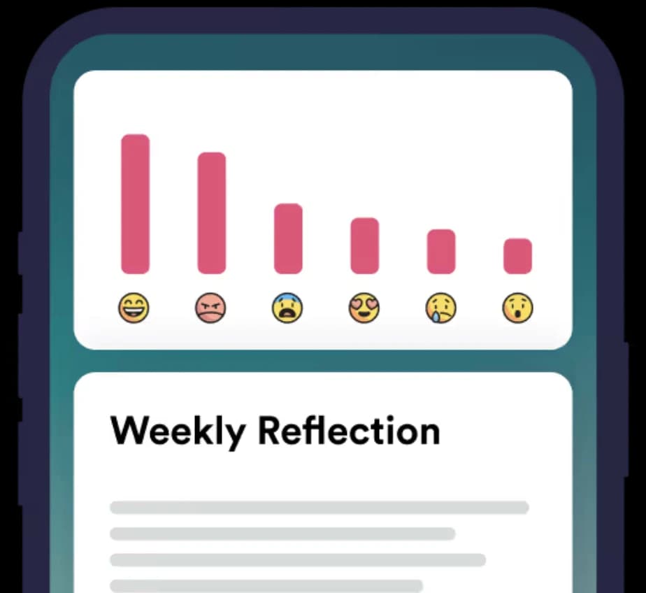 A weekly reflection report with a mood chart in the Rosebud app